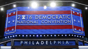 A view of the main stage for the Democratic National Convention at the Wells Fargo Center in Philadelphia, Pennsylvania. (Photo by Drew Angerer/Getty Images)