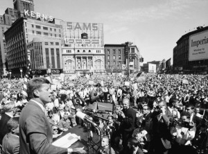 John Kennedy in Detroit in 1960